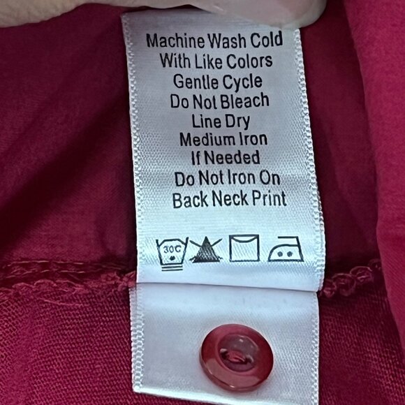 Coldwater Creek Burgundy Tunic Top Bead Accent Pintuck V-Neck Tab Sleeve Size 2X - Picture 7 of 7